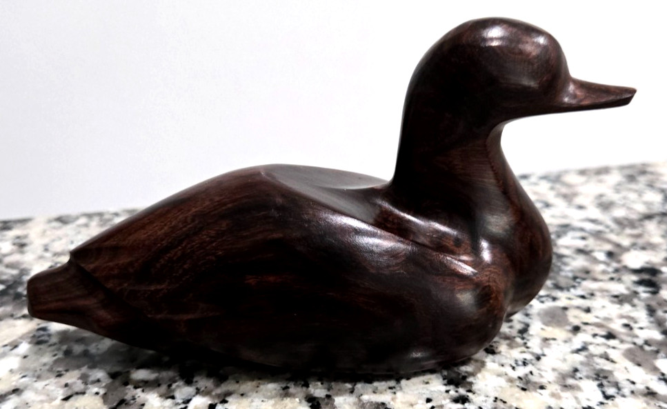 Vintage Ironwood Wood Carved Duck Figurine Sculpture Paperweight Mahogany 6\