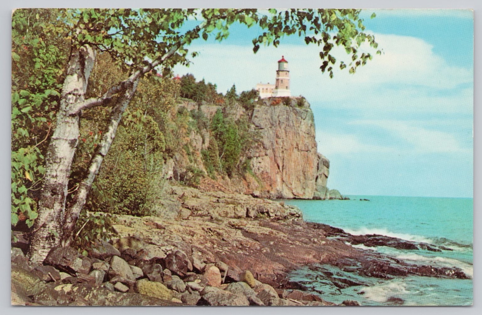 Split Rock Lighthouse Postcard Lake Superior Minnesota North Shore Drive Chrome