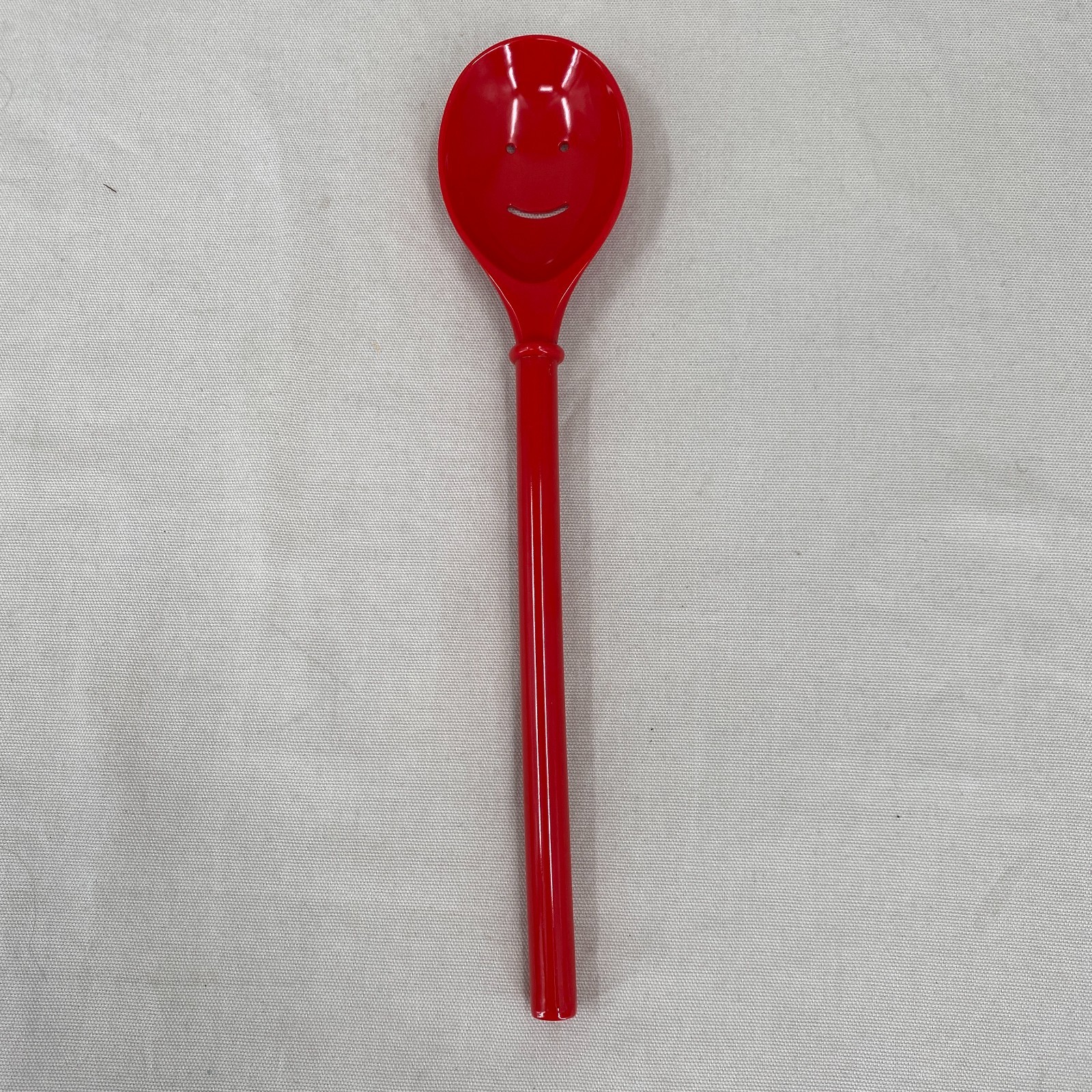 Zak Designs 12” Red Melamine Happy Smiley Face Cooking Slotted Spoon Utensil Zak Designs 12” Red Melamine Happy Smiley Face Cooking Slotted Spoon Utensil