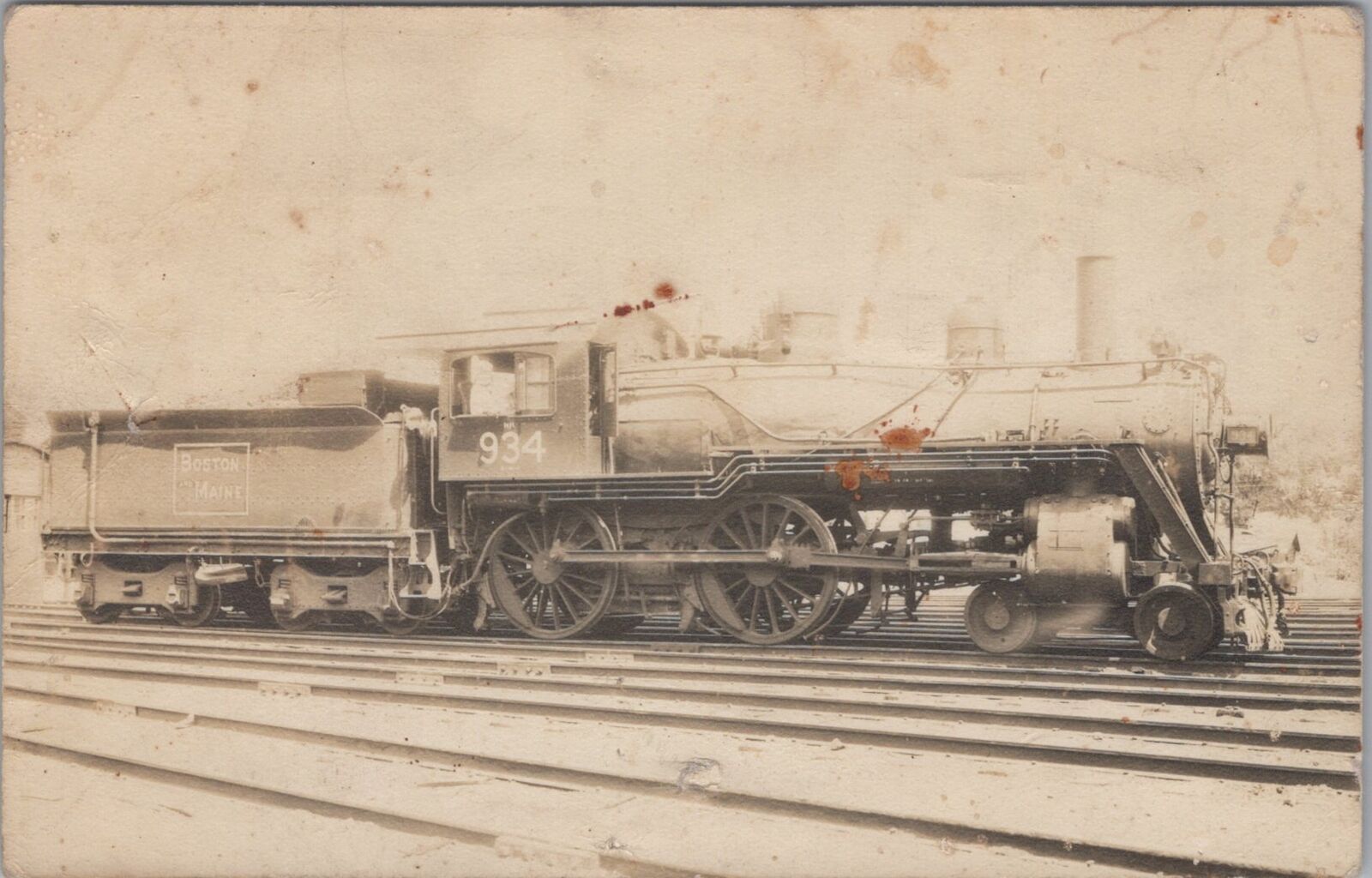 Boston Maine 934 Railroad Train Engine Ferroviagraph RPPC Postcard