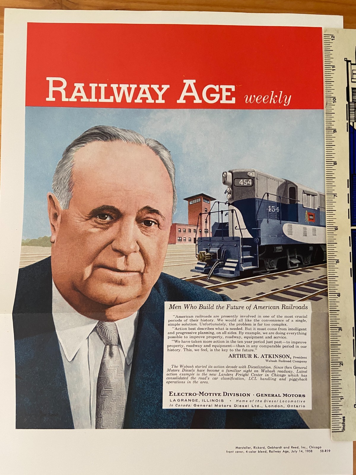 NOS EMD Electro-Motive GM Locomotive Wabash Railroad Railway Age Cover 1958