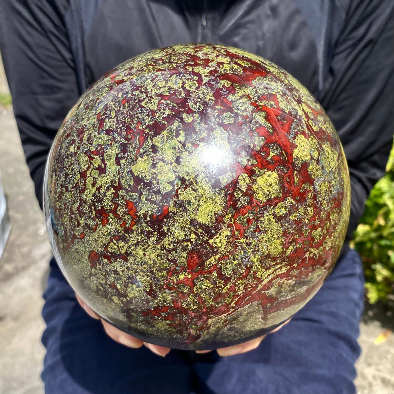 13.73LB Natural dragon blood stone quartz sphere crystal ball reiki healing