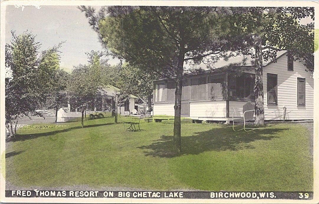RPPC Birchwood Wisconsin Fred Thomas Resort on Big Chetac Lake 1950