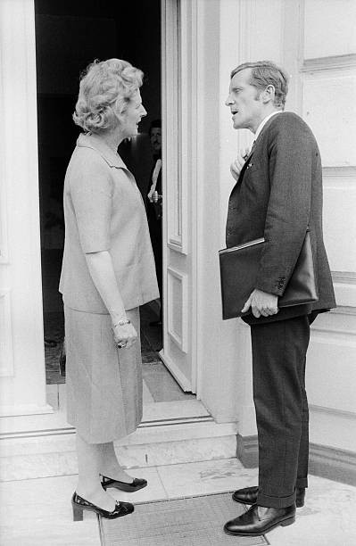 British politician Margaret Thatcher arriving for a meeting in Bonn Old Photo
