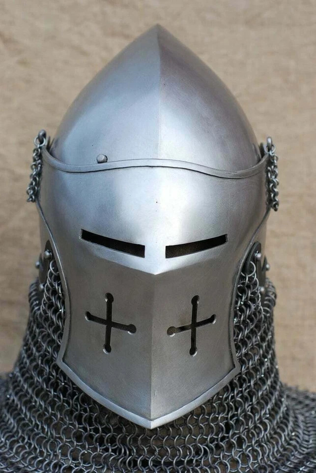 Bascinet Griffon Helmet Medieval Custom SCA 14 Gauge Steel Combat With Chainmail Bascinet Griffon Helmet Medieval Custom SCA 14 Gauge Steel Combat With Chainmail