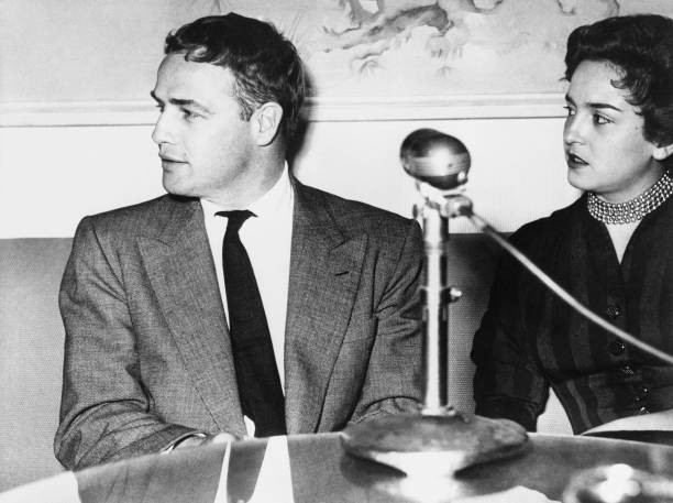 Marlon Brando A Press Conference A Mysterious Young Lady Rome Italy Old Photo