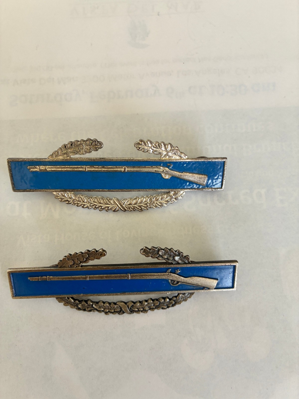 2 WWII STerling Silver Combat Infantry Badge Clutch Backs