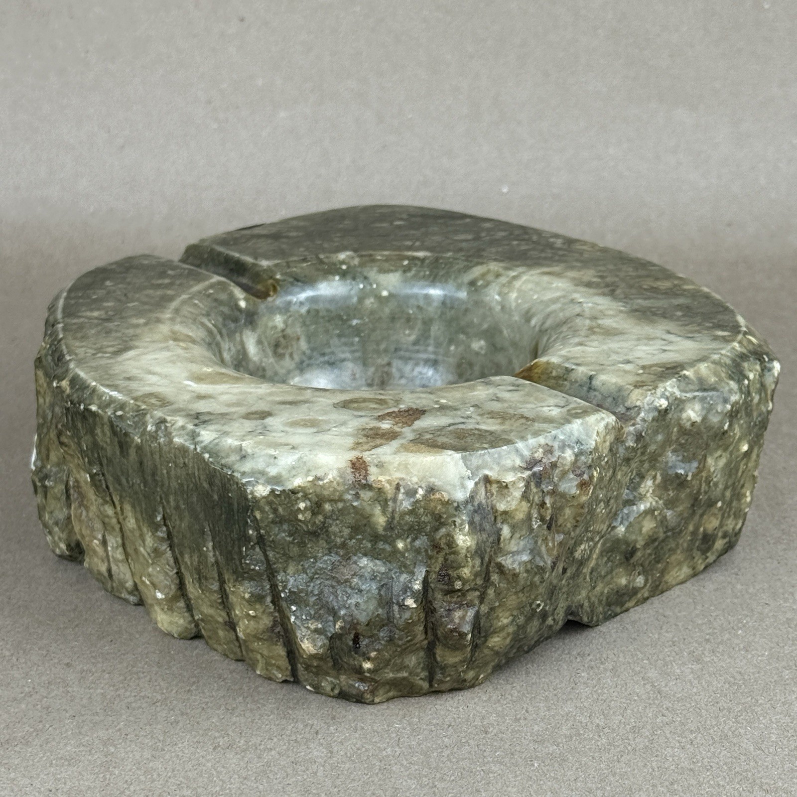 Alabaster Ashtray Italian Green Raw Edge Hand Carved Italy Brutalist 1960s MCM Alabaster Ashtray Italian Green Raw Edge Hand Carved Italy Brutalist 1960s MCM
