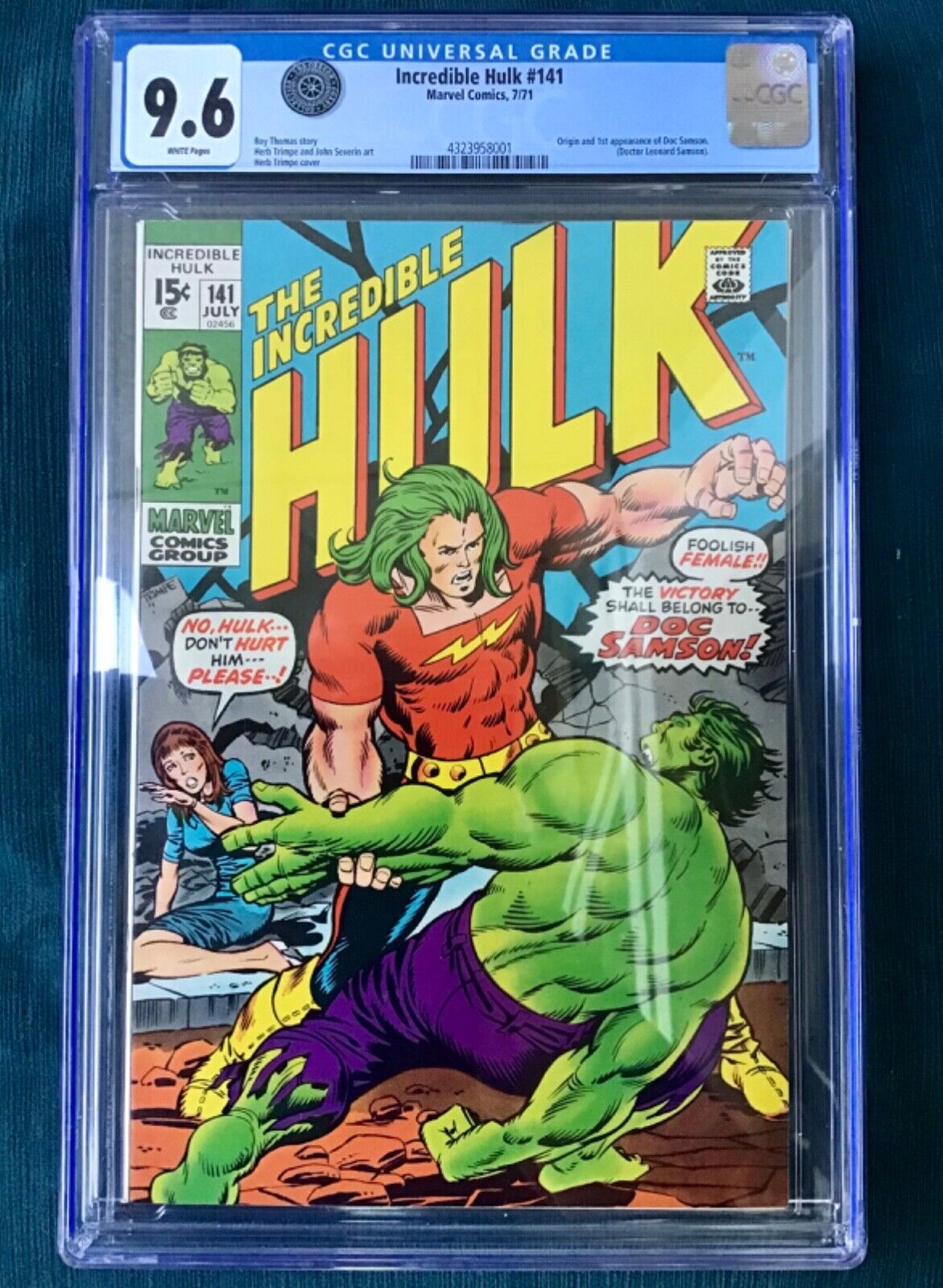 Incredible Hulk #141 First Doc Samson Battle Cover (1971) CGC 9.6 WP Pedigree