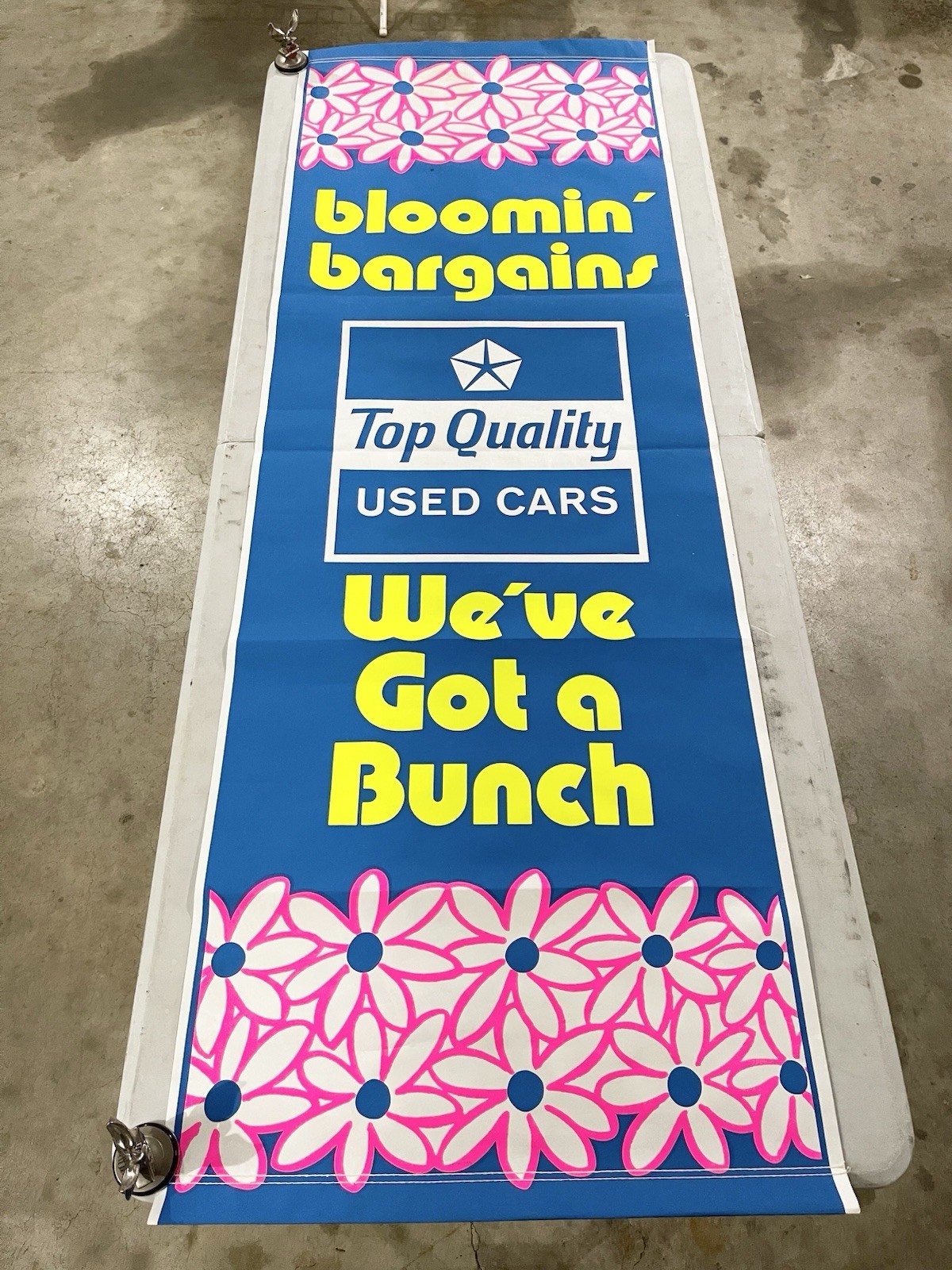 Rare Vintage 6 Foot Mopar Bloomin Bargains Used Cars Paper Poster Nice Condition
