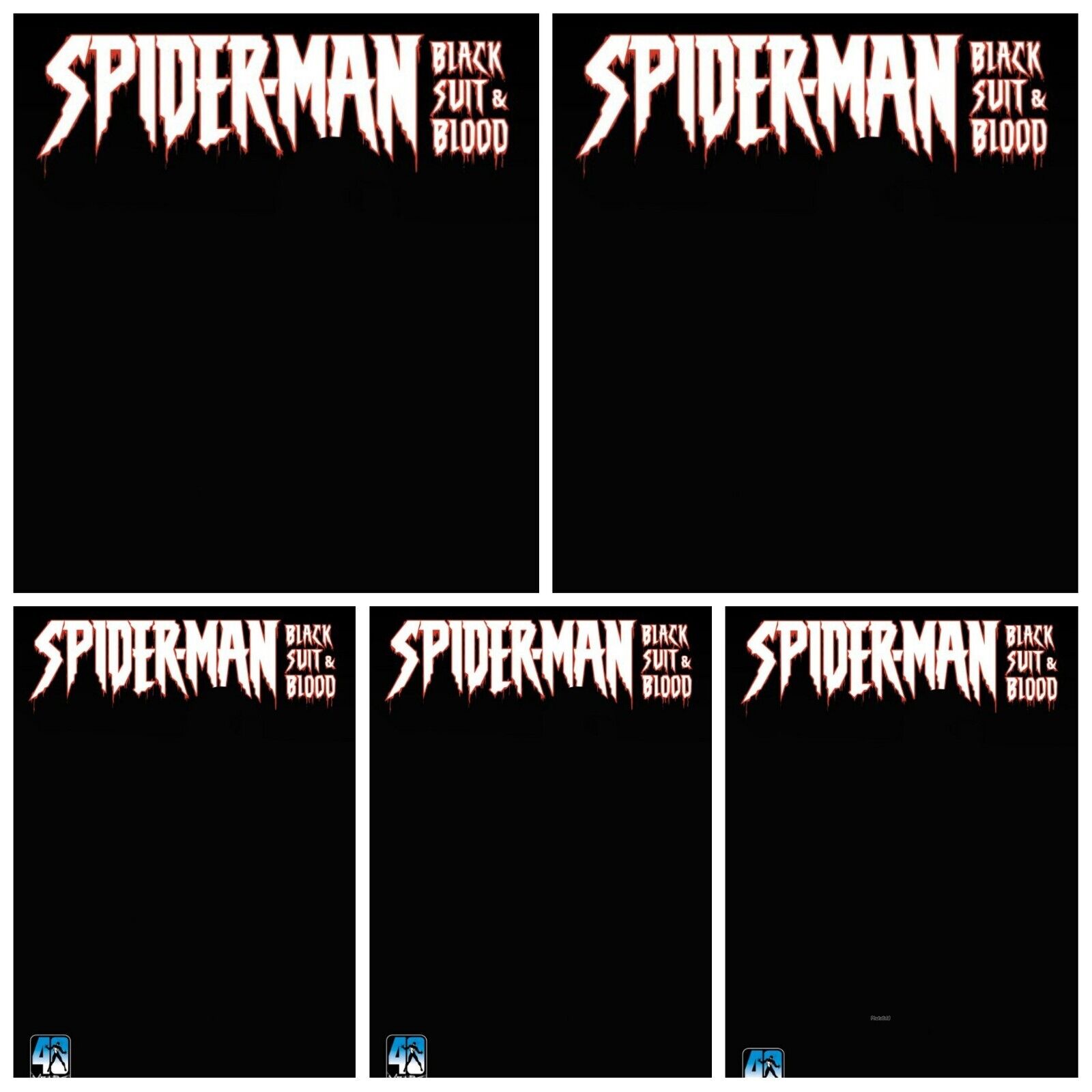 5 Pack Spider-Man Black Suit & Blood #1 Black Blank Sketch PRESALE 8/7 Marvel
