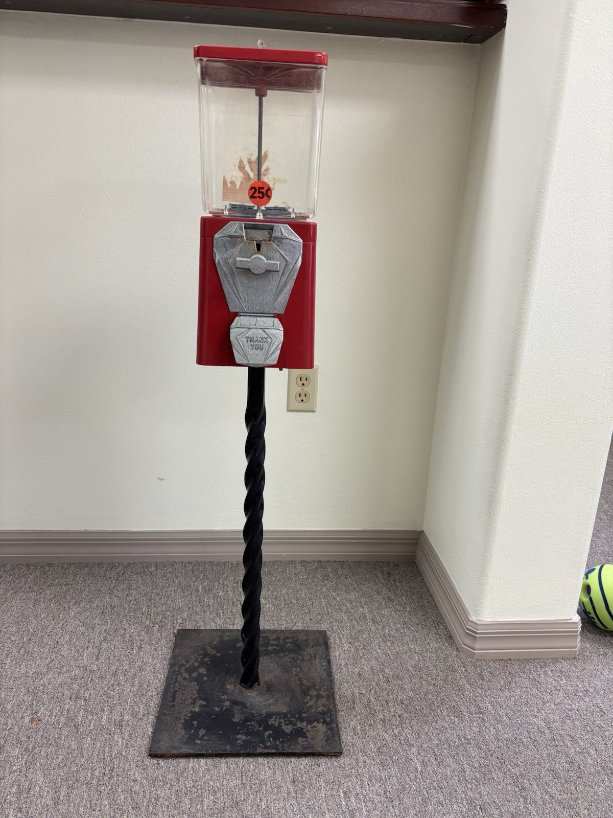 Vintage Red Gumball Machine with Metal Stand
