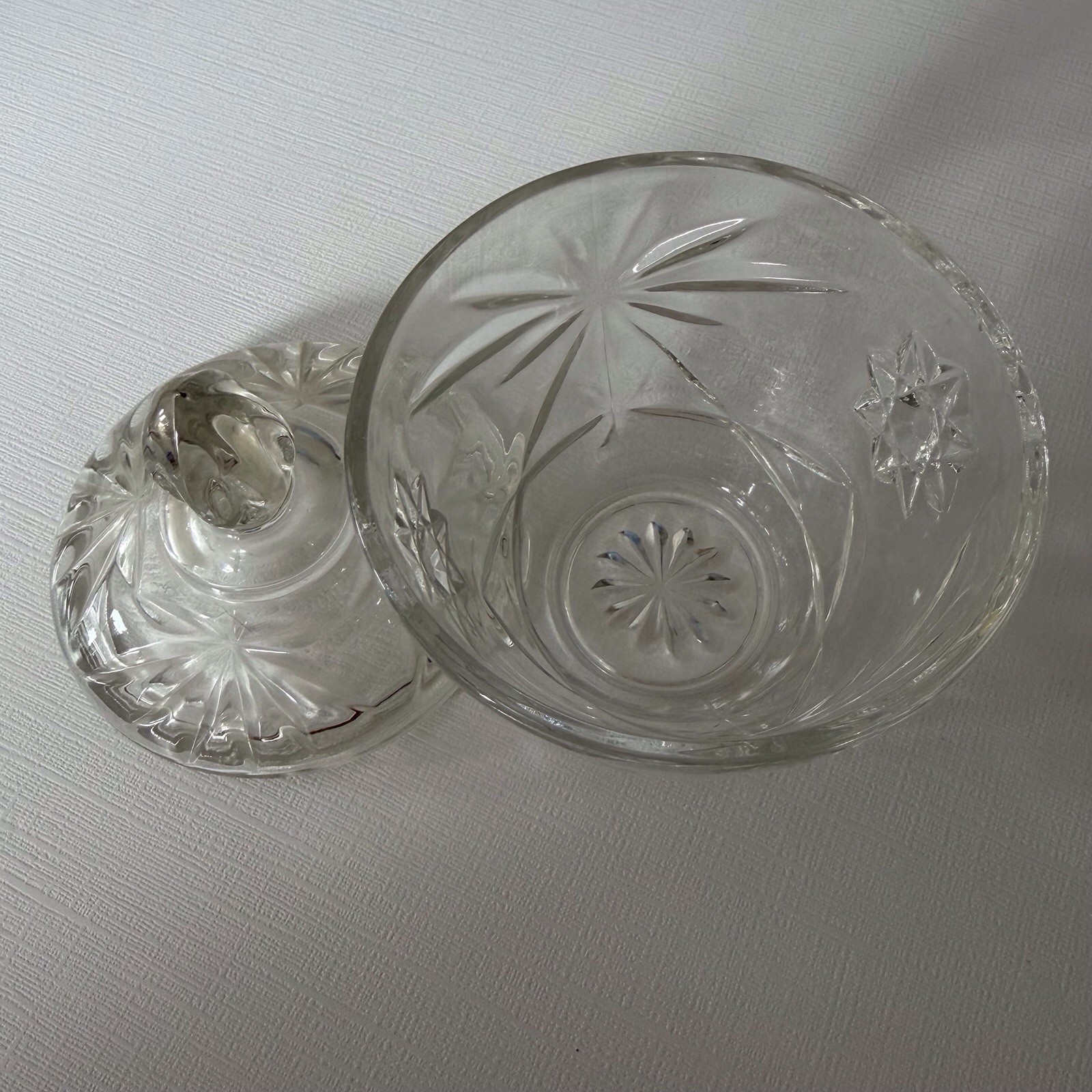 VTG Anchor Hocking Early American Prescut (EAPC) clear glass sugar bowl w/ lid