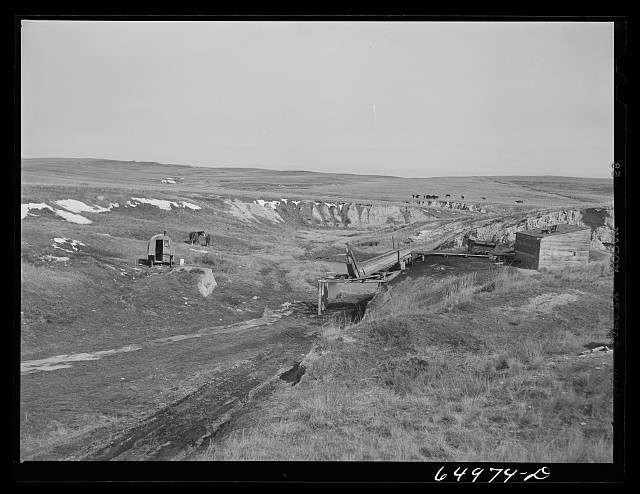 Photo:McCone County Montana 1942 Coal Mine Badlands Sheep Wagon
