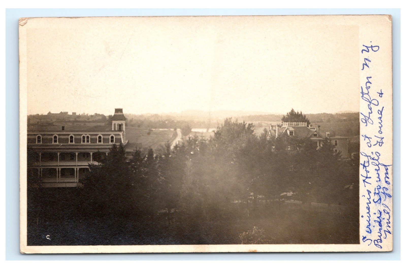 Scriven’s Hotel Stowell House Mill Pond Grafton NY RPPC Aerial Postcard A14
