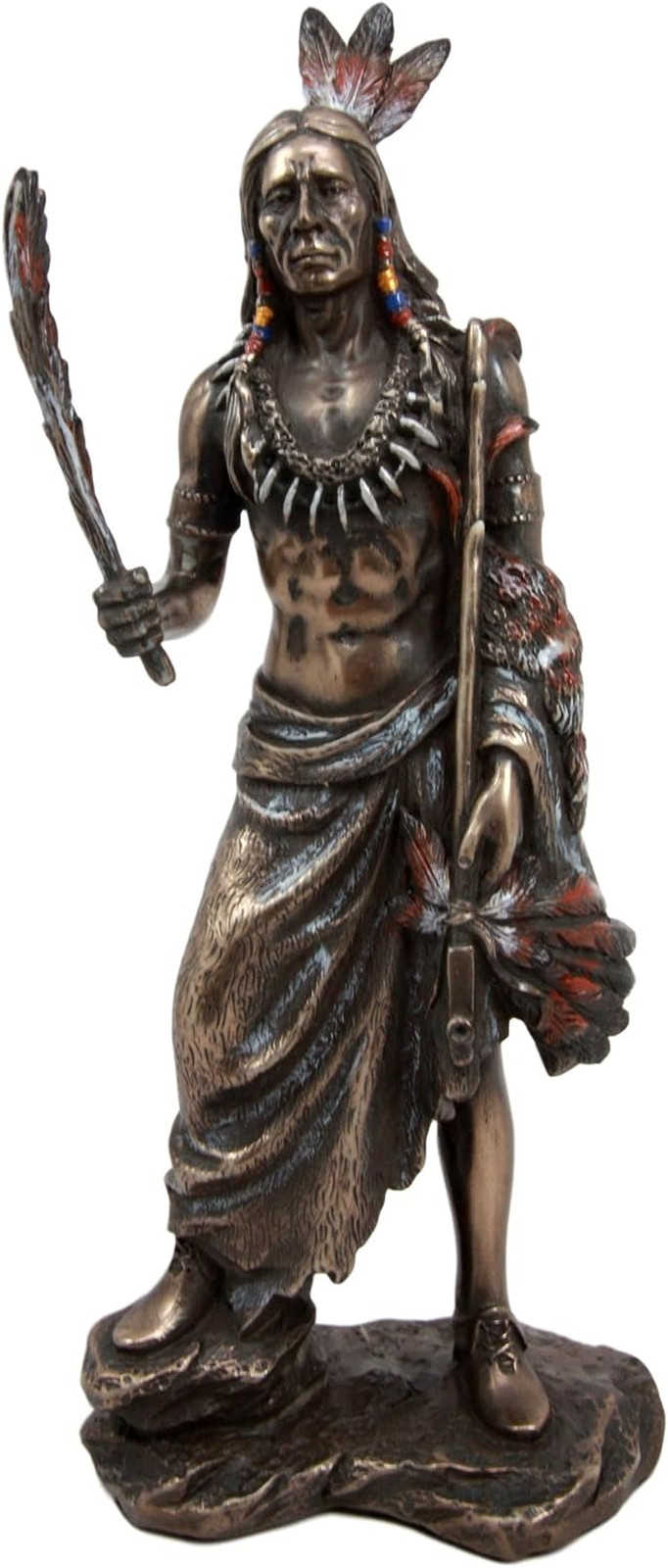 Ebros Native American Indian Eagle Warrior with Feather and Ceremonial Peace Pip