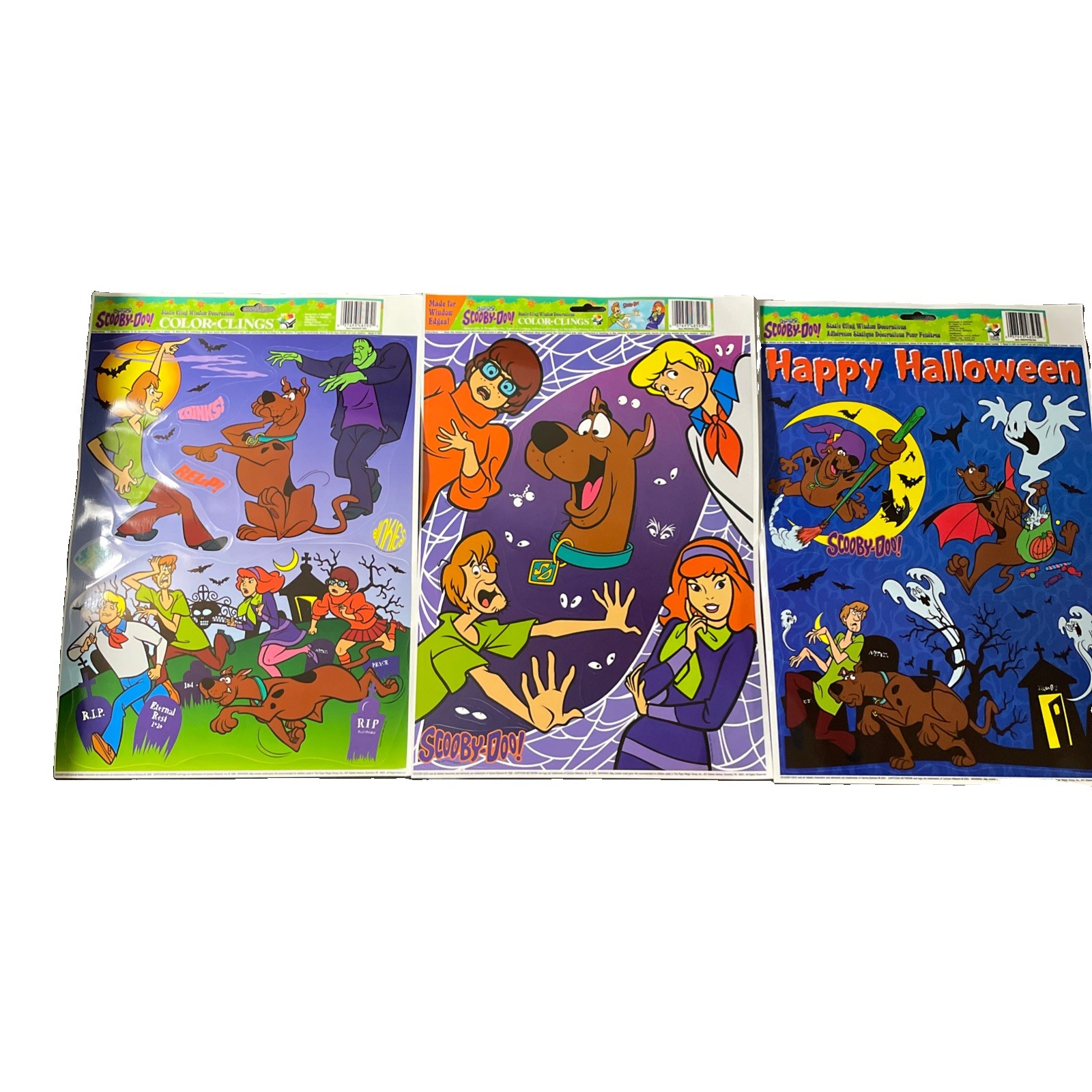 Vintage Scooby Doo Window Clings Lot Of 3 Halloween Static Cling Stickers