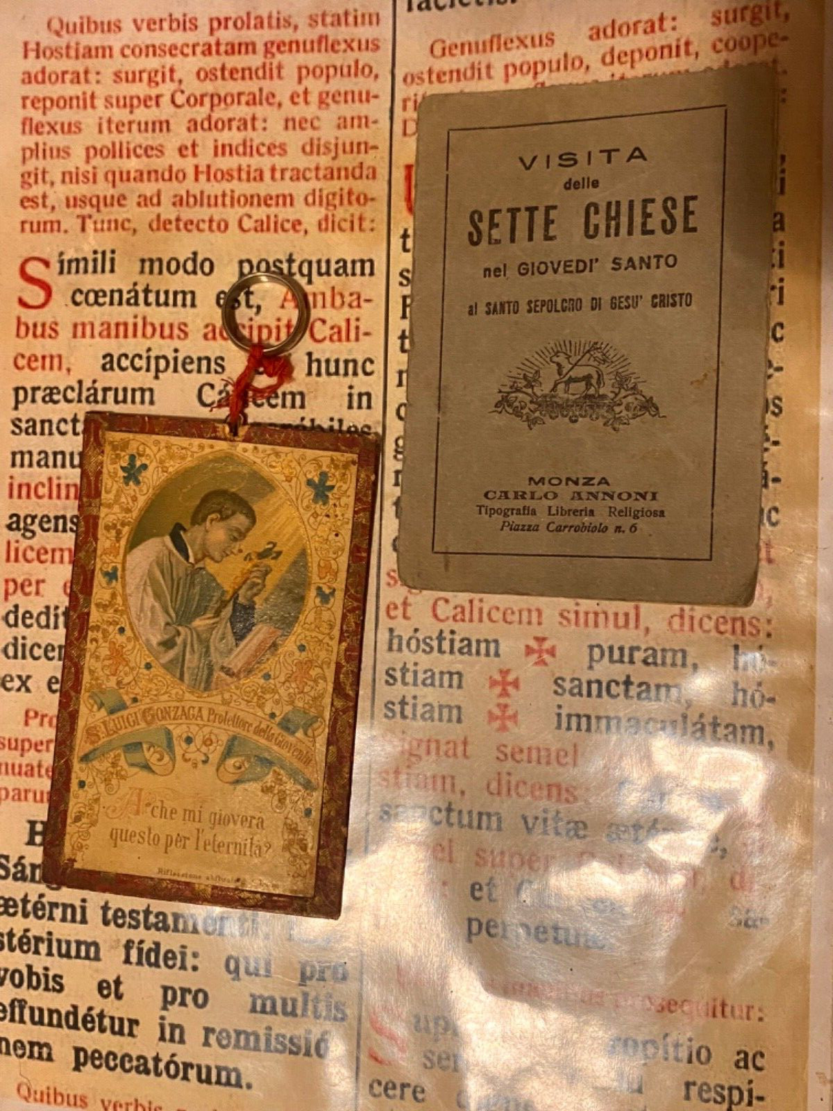 RARE RELIC /ex-voto St. Luigi Gonzaga : Stunning PGR with ring - 1936 
