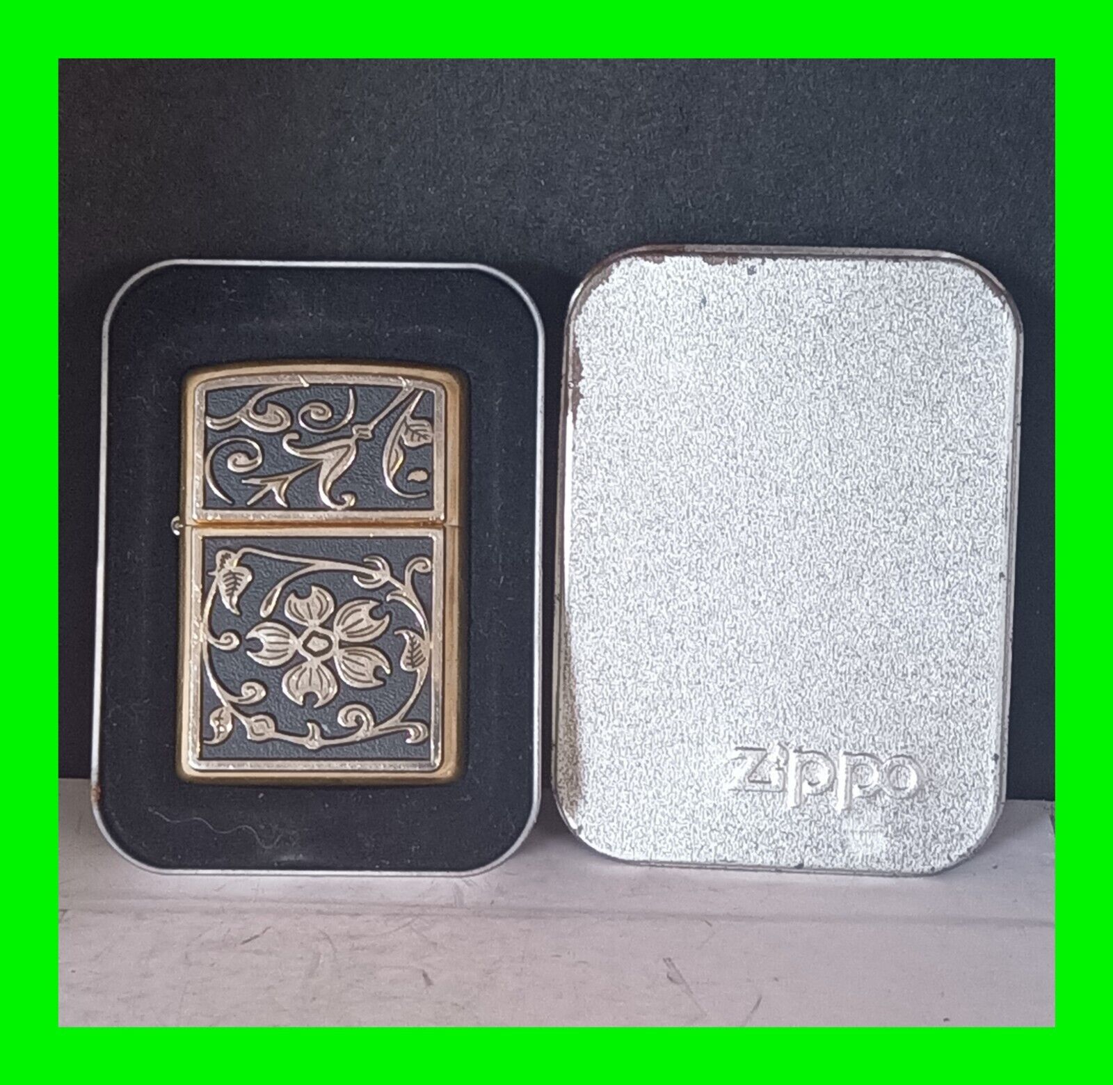 Unique Dark Imperial Filigree Brass Zippo Lighter Mint In Box Very Hard To Find 