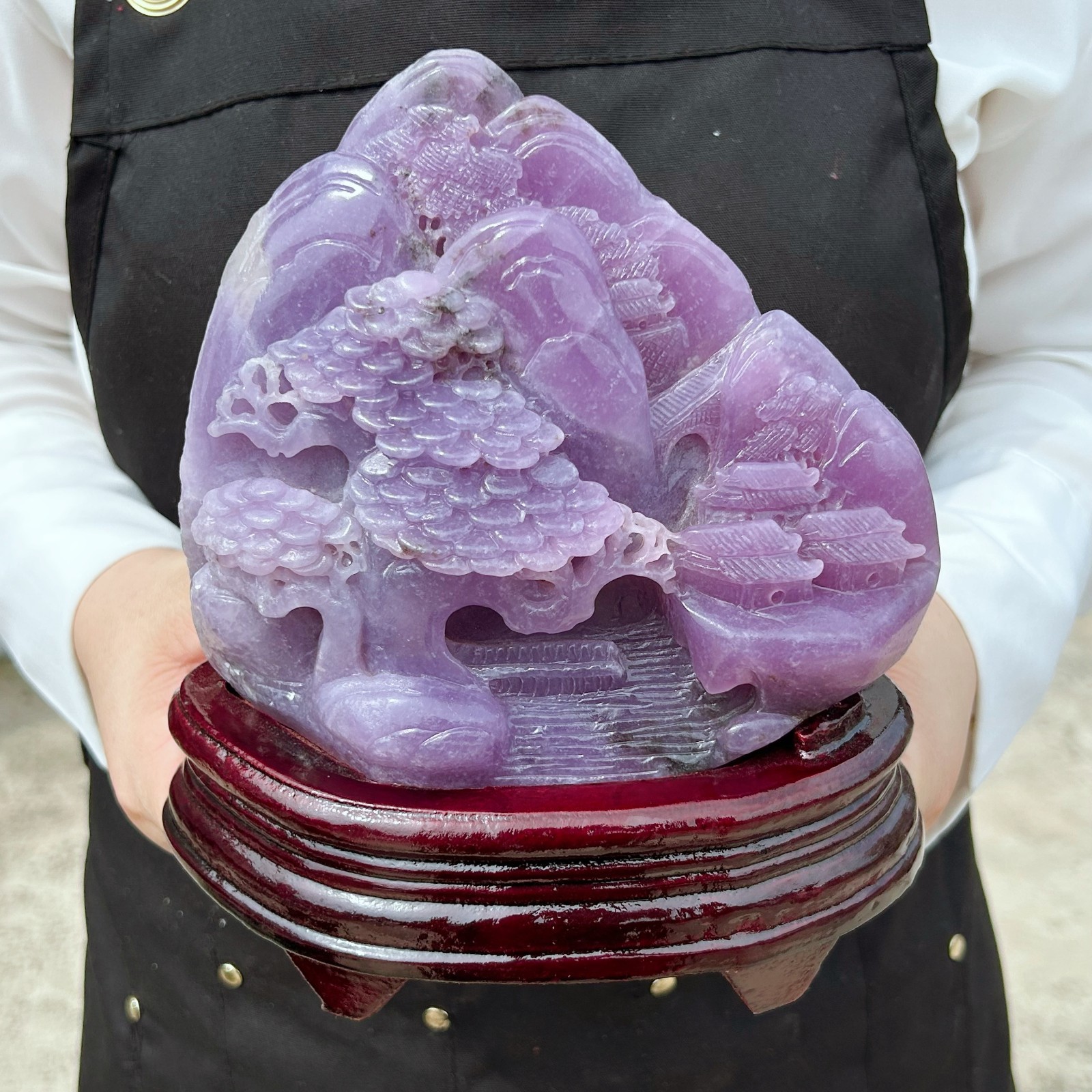 ALL 4.6LB Natural Purple Lepidolite Quartz Crystal Carved Mountain Scenery Reiki