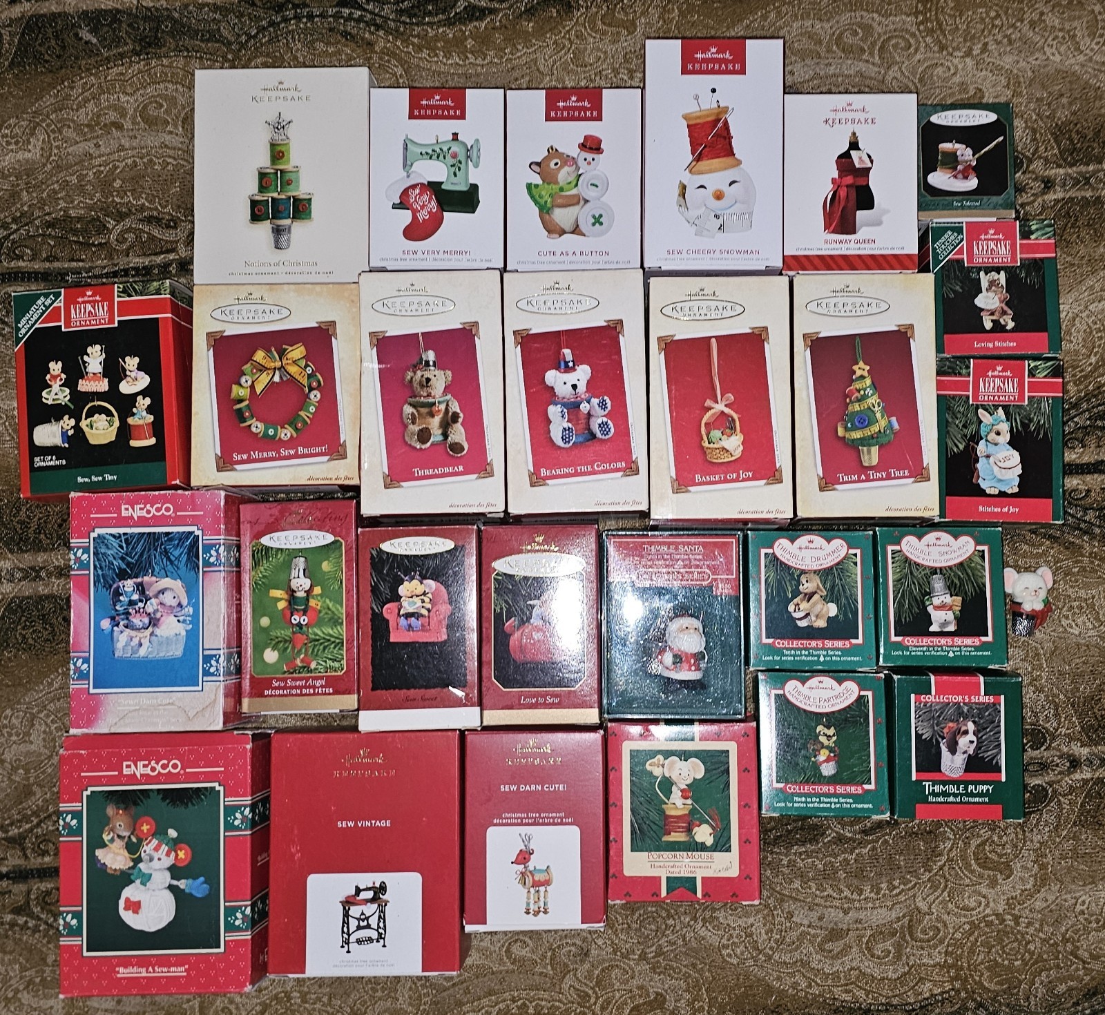 Hallmark & Enesco Sewing Themed Ornament Lot