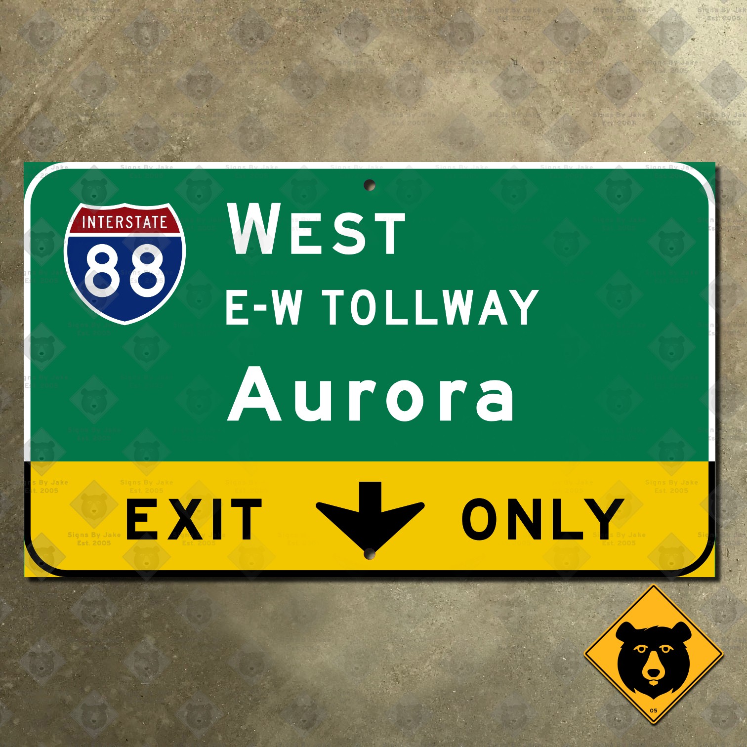Illinois Interstate 88 East-West Tollway Aurora freeway highway road sign 15x9
