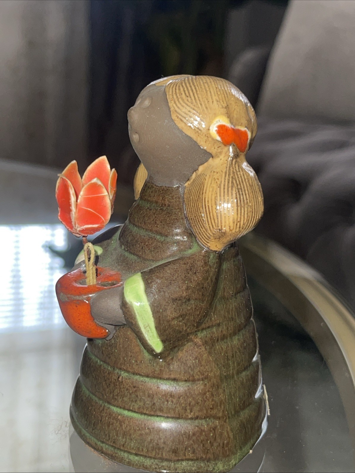 Annika Kihlman for Jie Gantofta Sweden girl woman flower pot Figurine Vintage.