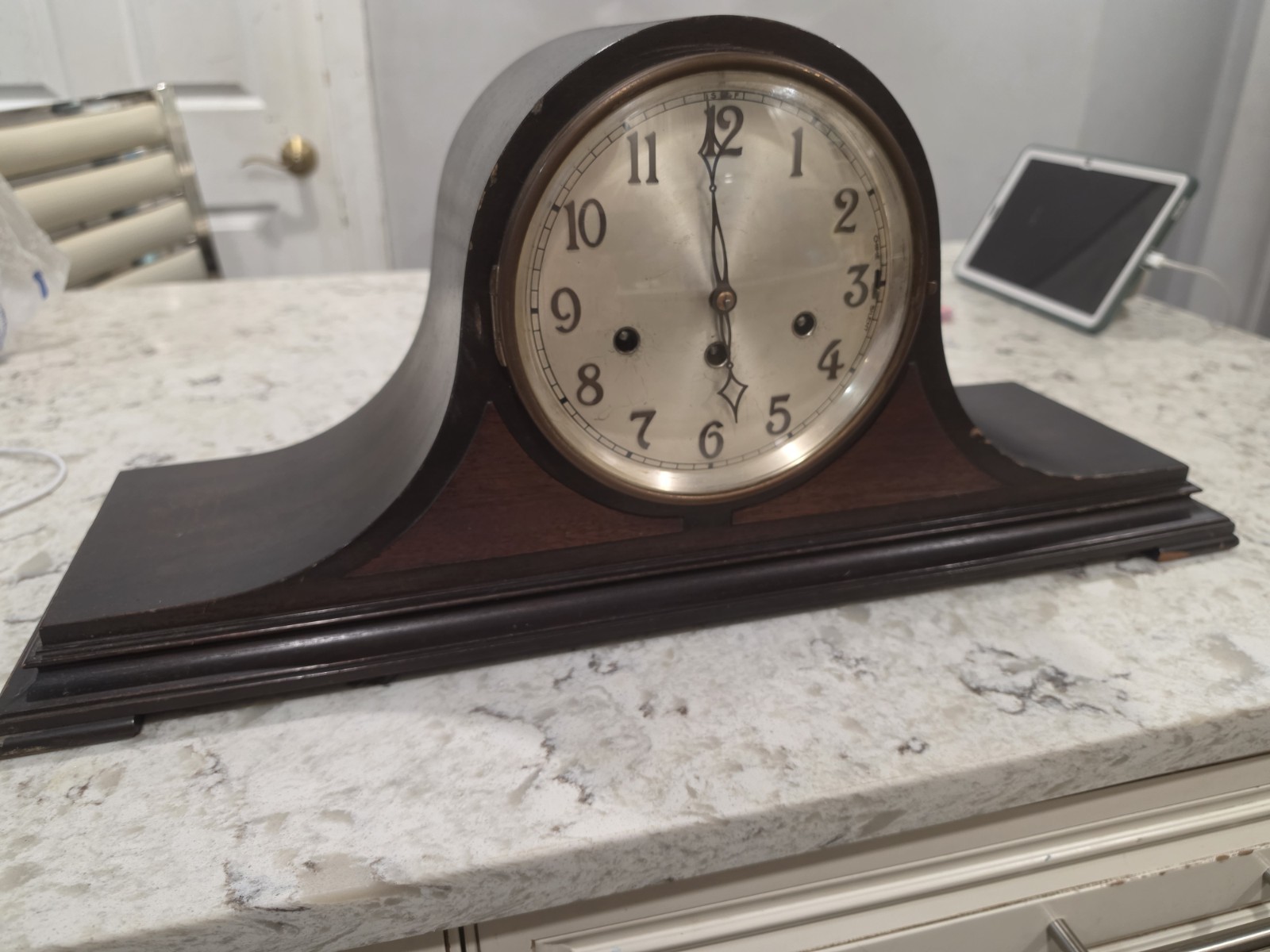 Antique Junghans Worttemberg German A42 Wood Mantel Clock 1900’s For Part/Repair