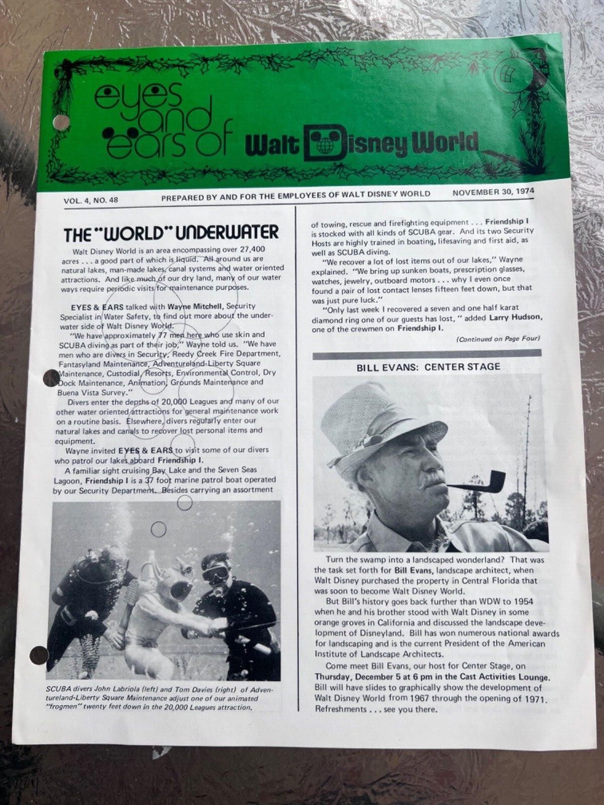 1974 Vintage Rare Disney original Document Eyes and Ears Publication. VOL.4 #48