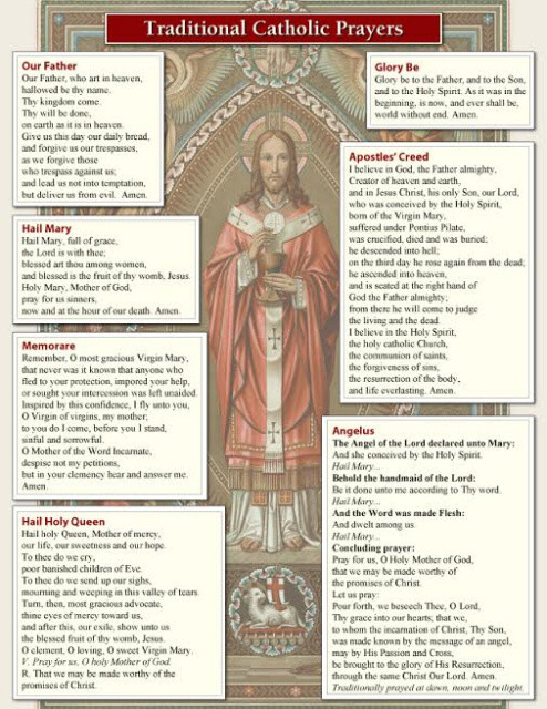 Traditional Catholic Prayers, LAMINATED 8.5 x 11 inch Print