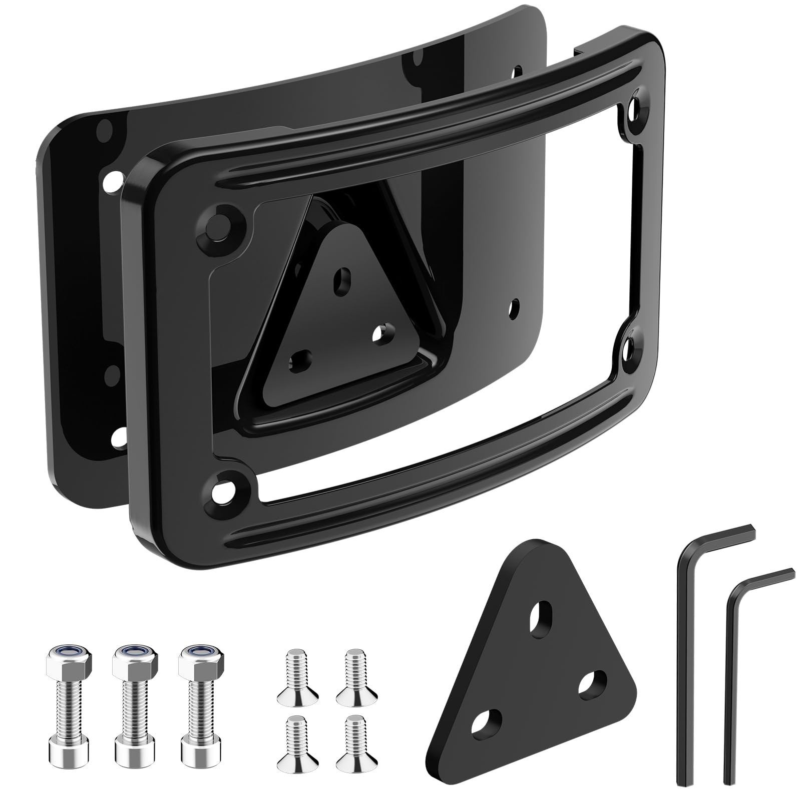 3148 Curved Laydown License Plate Mount W/Frame for Harley Davidson 3 Hole