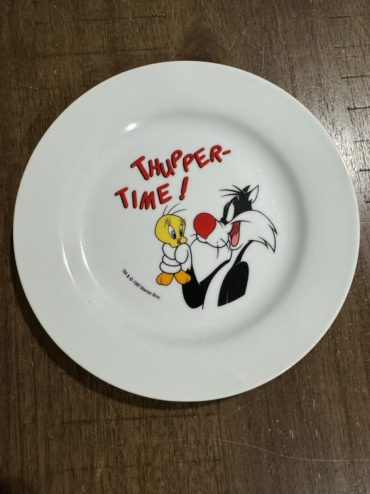 Vtg Warner Bros 1997 Ceramic Plate Sylvester Tweety Bird “THUPPER TIME\