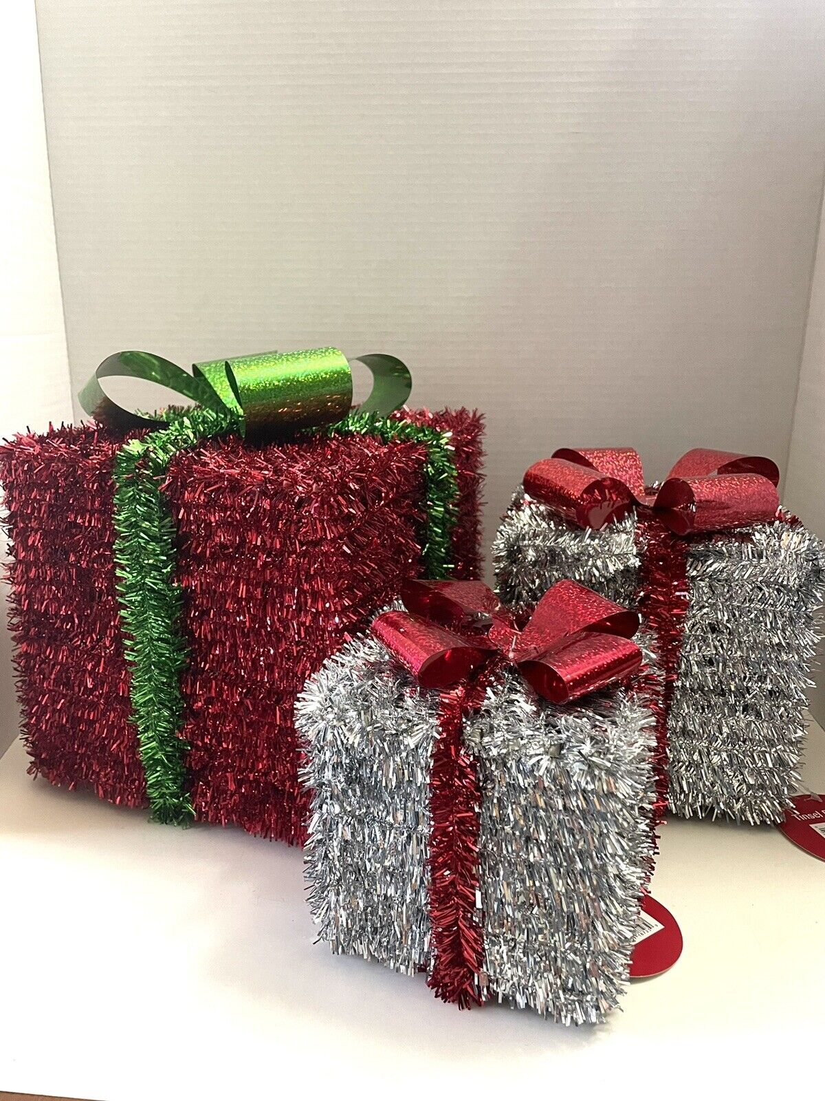 Tinsel Presents ~ Christmas Decor ~ Set of 3