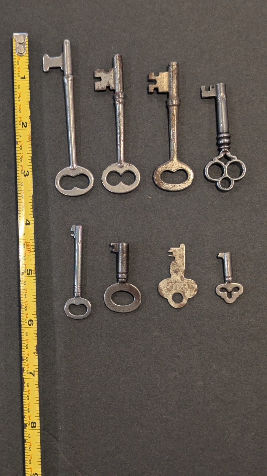 Lot of 8 Vintage Antique Skeleton Barrel Keys Estate Finds Furniture Door Craft