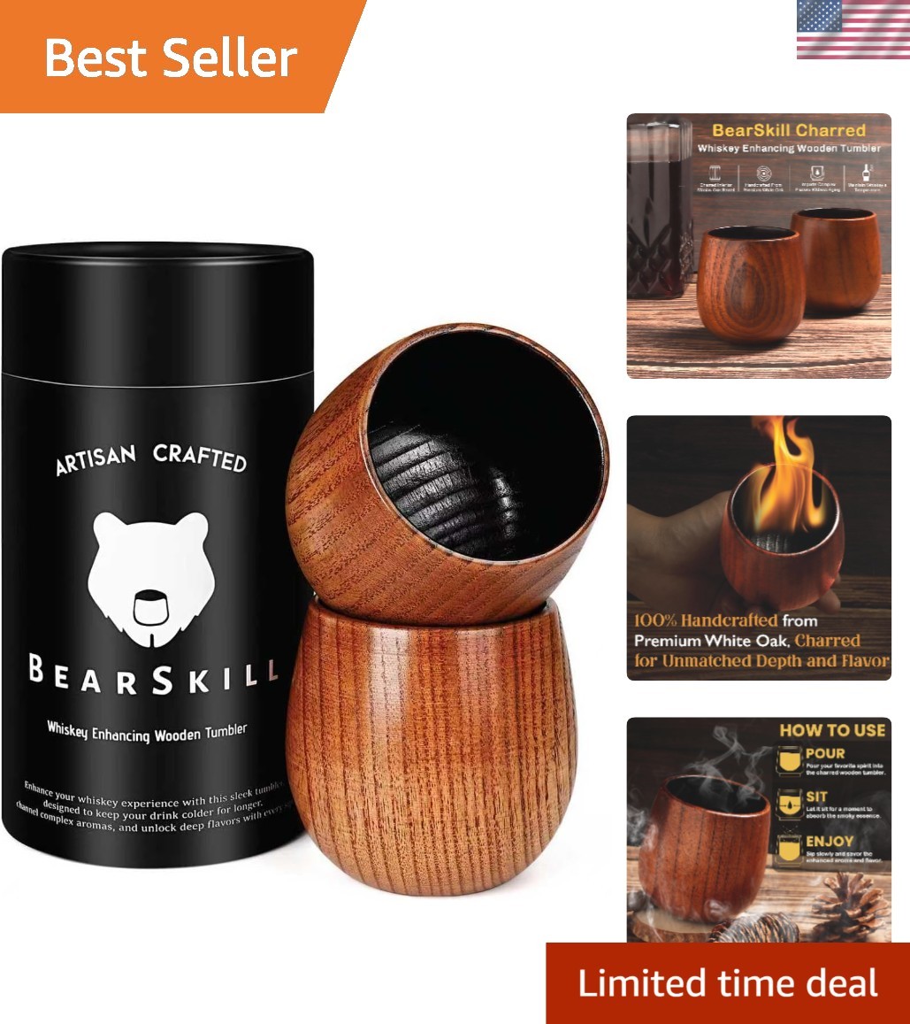 Charred Wooden Bourbon Drinking Glass Set - Unique Whiskey Tumblers Gift Charred Wooden Bourbon Drinking Glass Set - Unique Whiskey Tumblers Gift