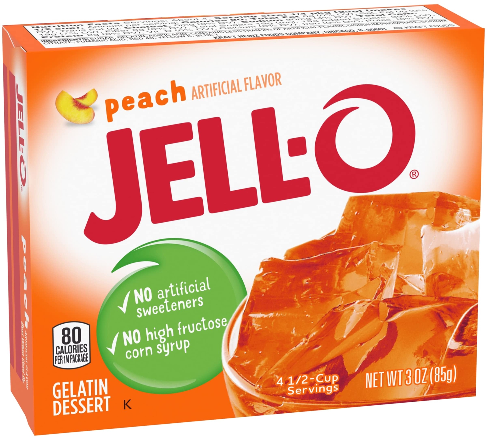 Jell O Peach Gelatin Dessert 3 Ounce Pack of 6 Thickening Agent Snacks