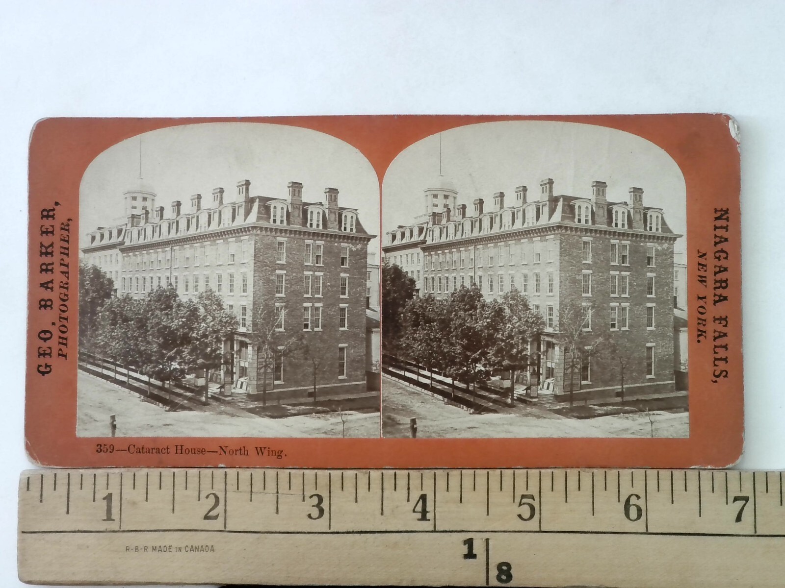 Cataract House Niagara Falls Stereoview Geo Barker New York 1870s Curved Mount