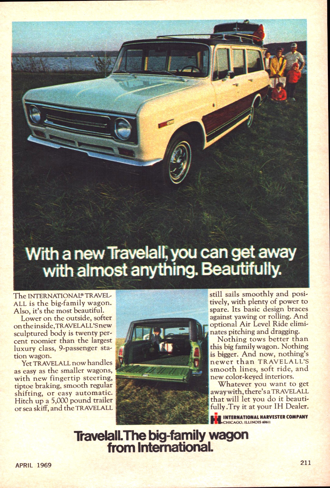 International Harvester Travelall Car Truck Family Wagon Vintage Print Ad 1969