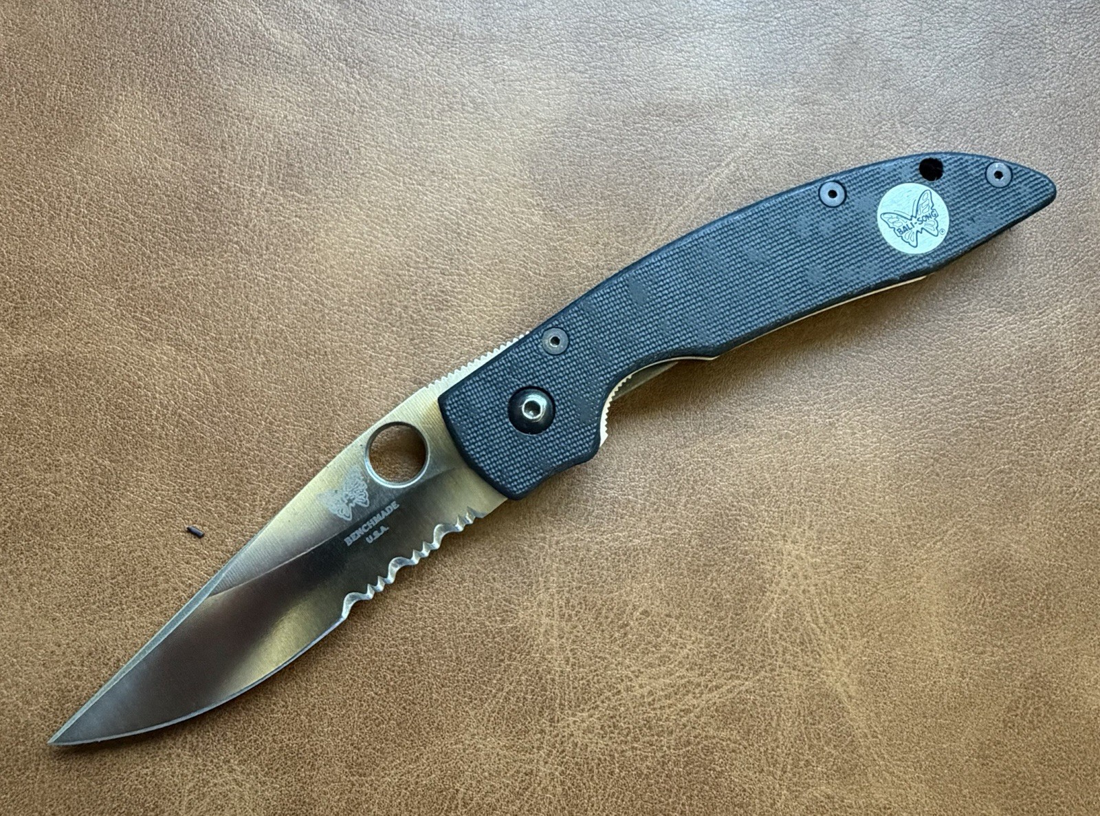 Vintage Benchmade AFCK ATS-34 Serrated Folding Knife Black G10 USA