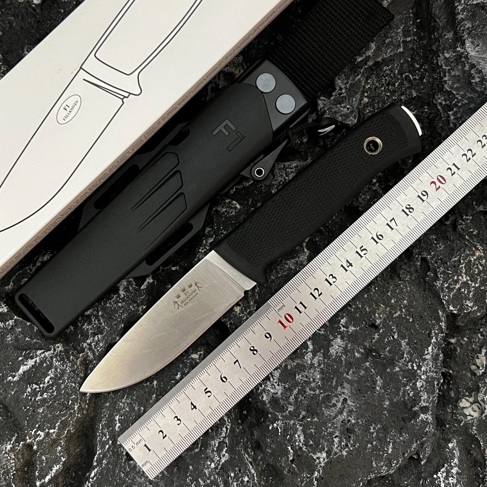 Fallkniven F1nz Fixed Blade Knife Elmax Steel Rubber Handle Kydex Sheath 3.7in