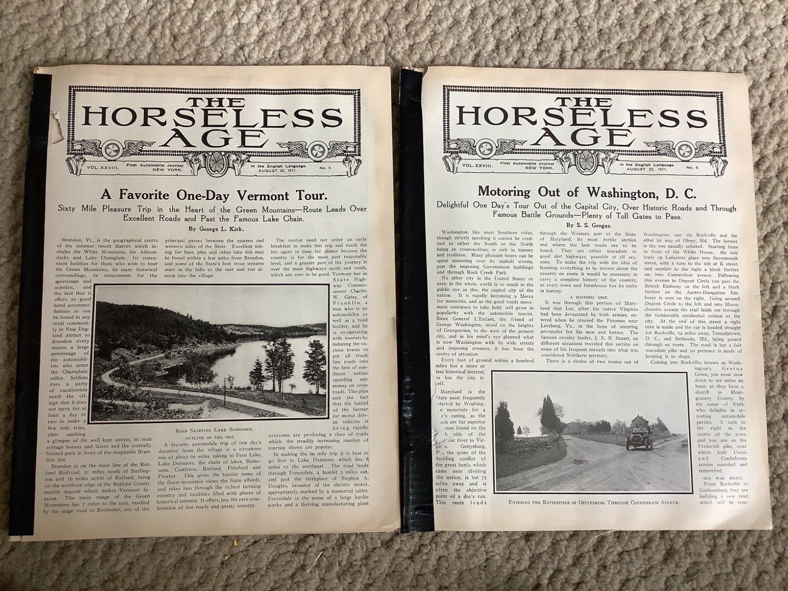 2 1911 Horseless Age Magazines Coverage Elgin IL  Road Classic Won by Len Zengel