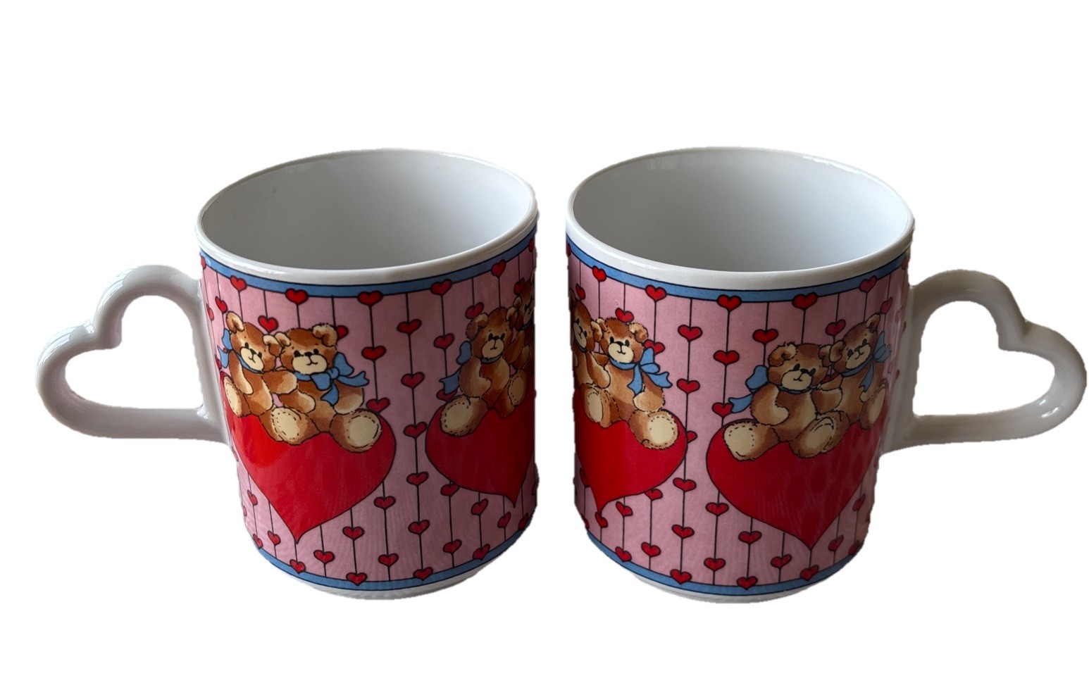 ２Vintage 1985 Lucy & Me Lucy Rigg Enesco Teddy Bear Coffee Mug w/ Heart Handle