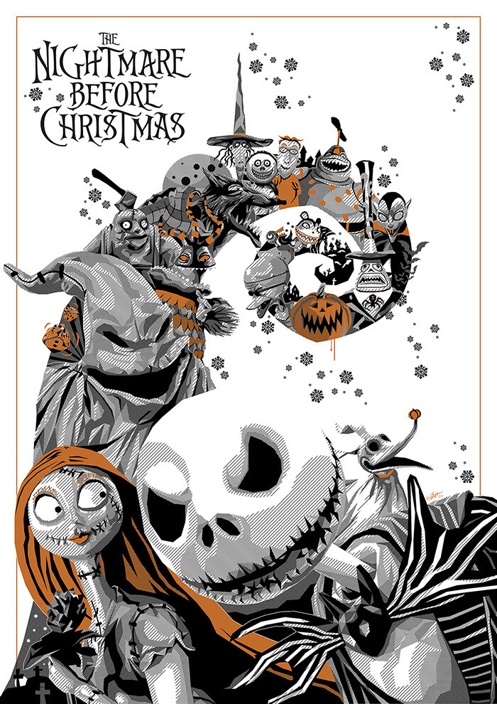 1993 The Nightmare Before Christmas Poster Print Jack Skellington Sally 💀🎅🎃
