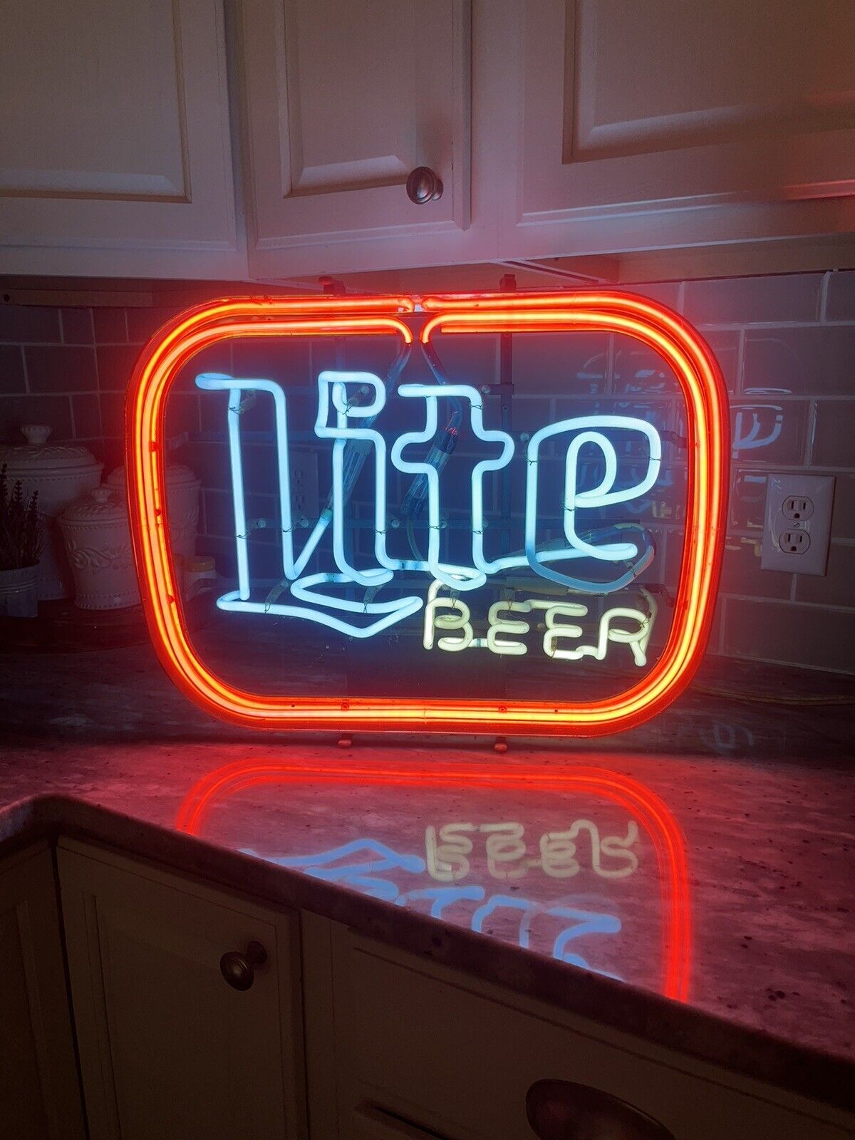 Vintage Miller Lite Beer Neon Sign Everbright Works Great Three Colors RARE