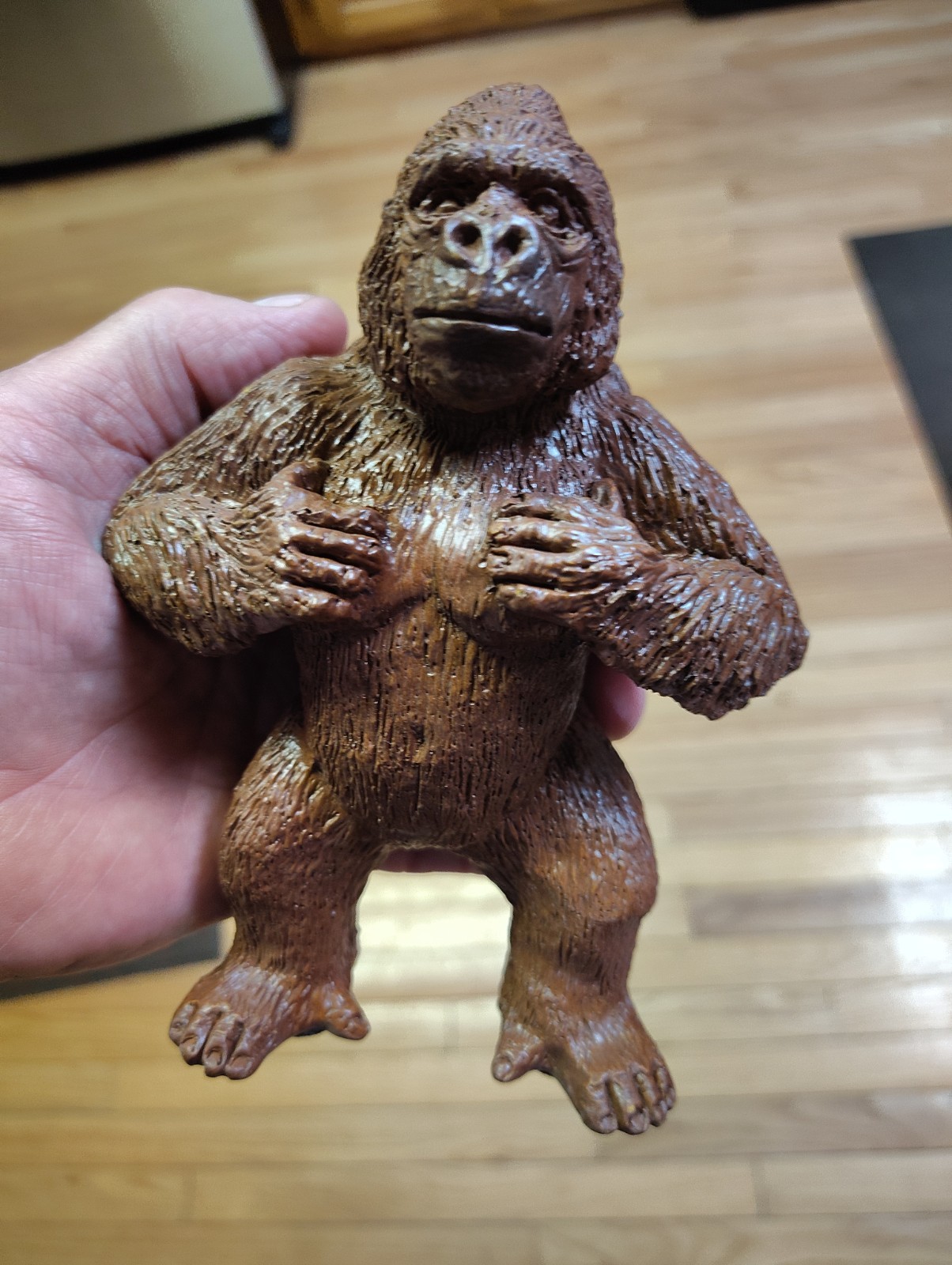 Red Mill Standing Gorilla Ape Made From Crushed Pecan Shell Resin Brown Animals 