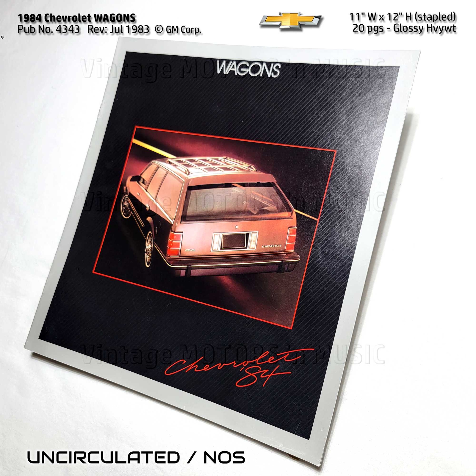 UNCIRCULATED 1984 Chevrolet Wagons 20 pg Color Brochure - Pub No 4343 Rev: 07-83