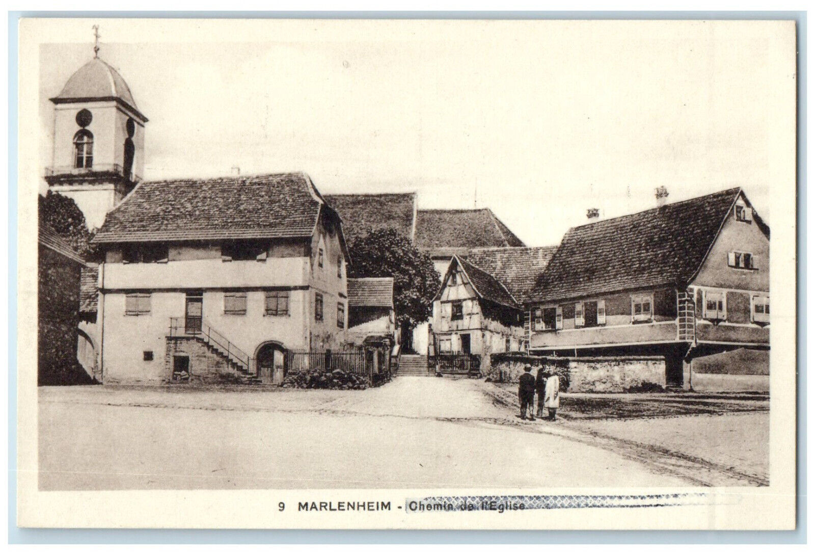 c1920's Church Road Marlenheim Grand Est Bas-Rhin France Vintage Postcard
