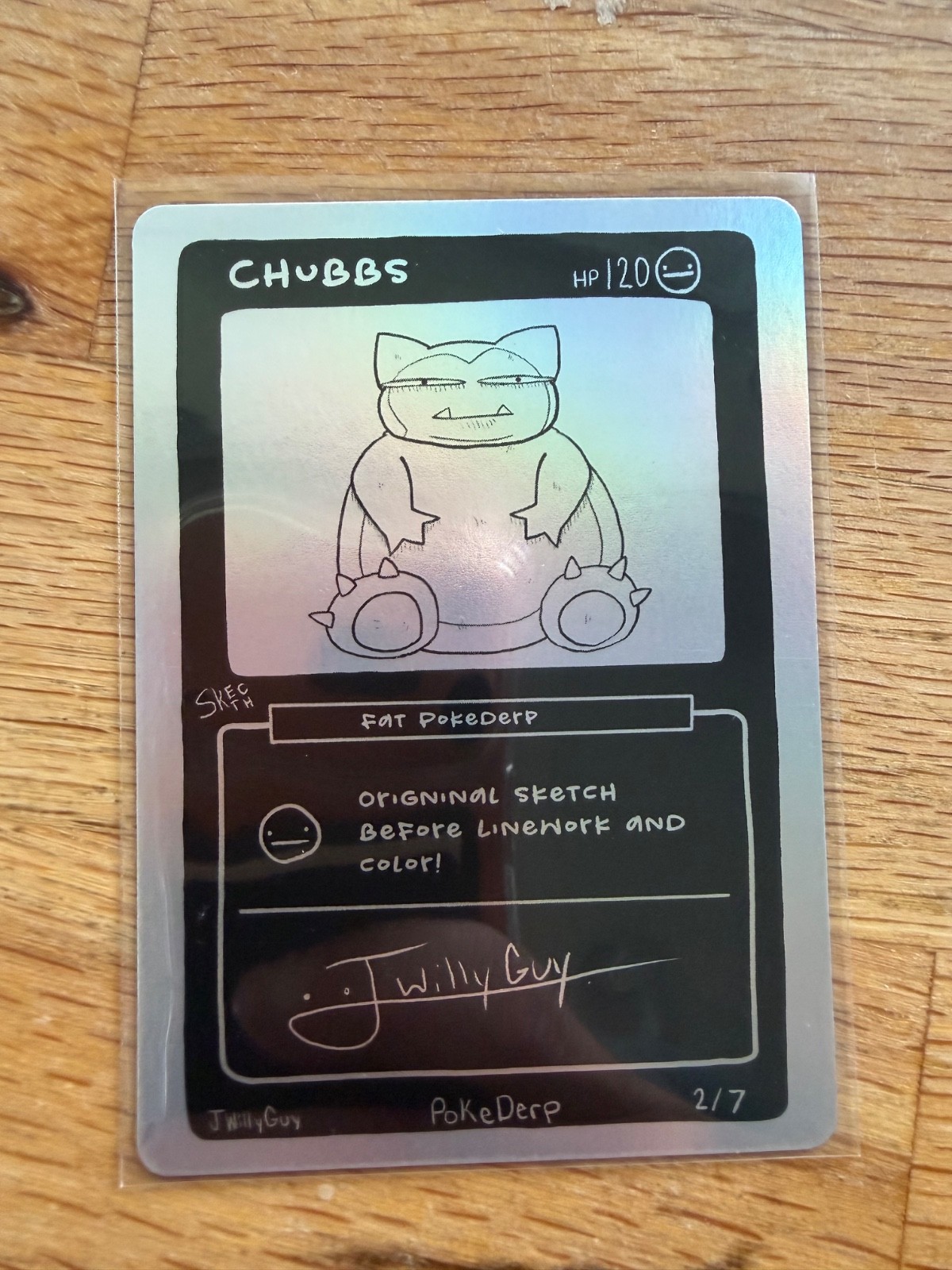 Pokederp Set 2 Chubbs (snorlax) Foil Fan Art Sketch Card 2/7
