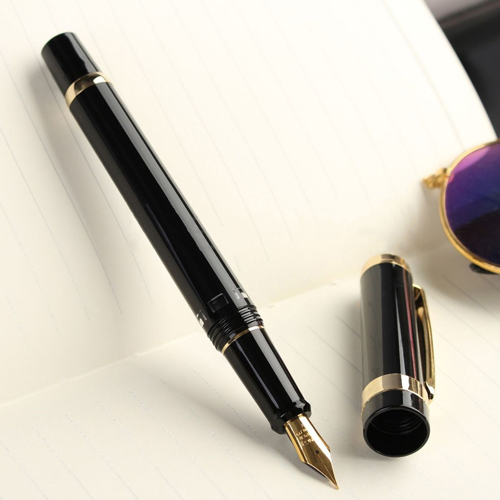 2018 Model Wing Sung 698 Piston Black Golden Fountain Pen 0.5mm Softer Nib GIFTS