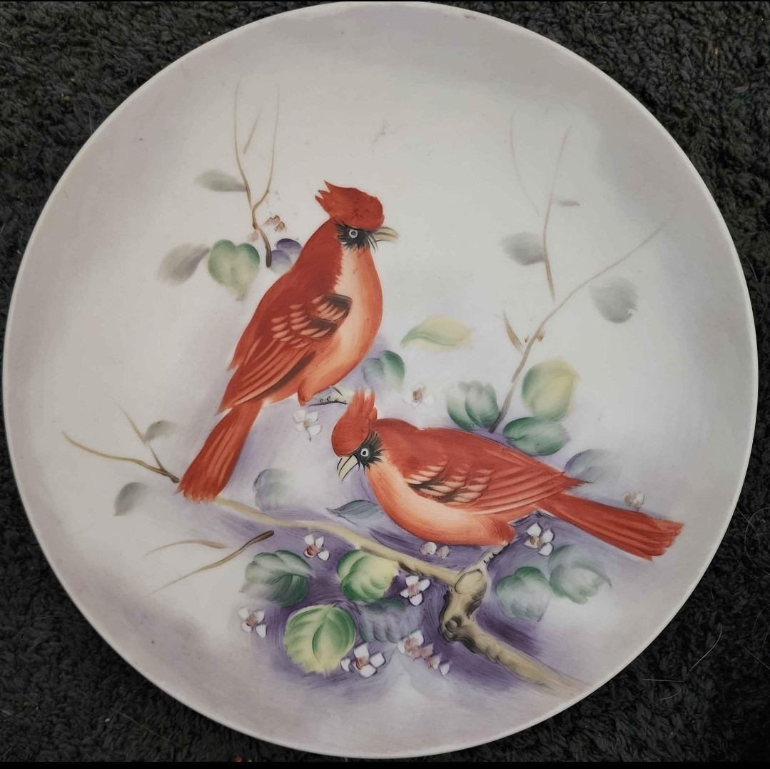 Vintage Lefton CollectiblePlate Cardinal Bird SL 5882Handpainted Wall Hanging